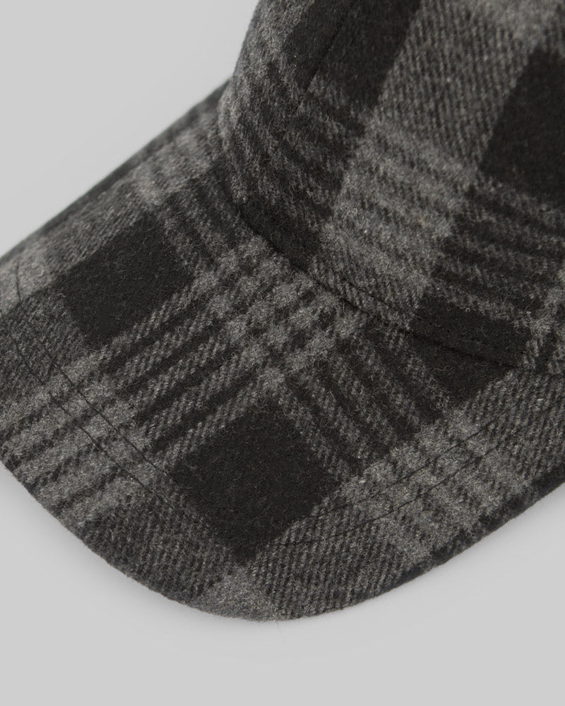 Black and Charcoal Check Baseball Cap