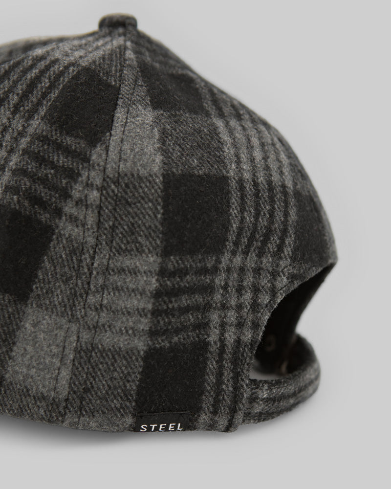 Black and Charcoal Check Baseball Cap