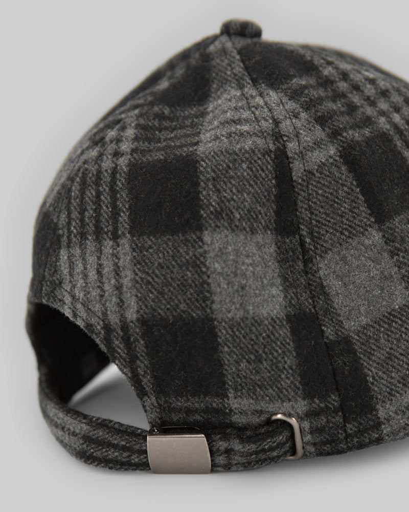 Black and Charcoal Check Baseball Cap