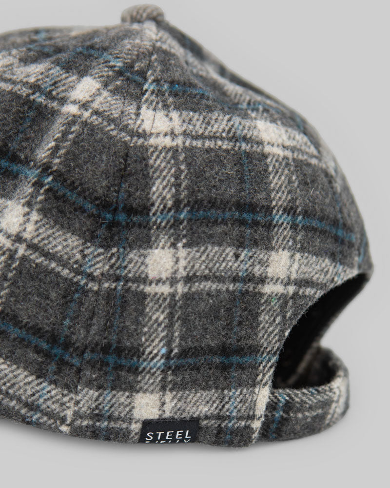 Grey and Teal Check Baseball Cap
