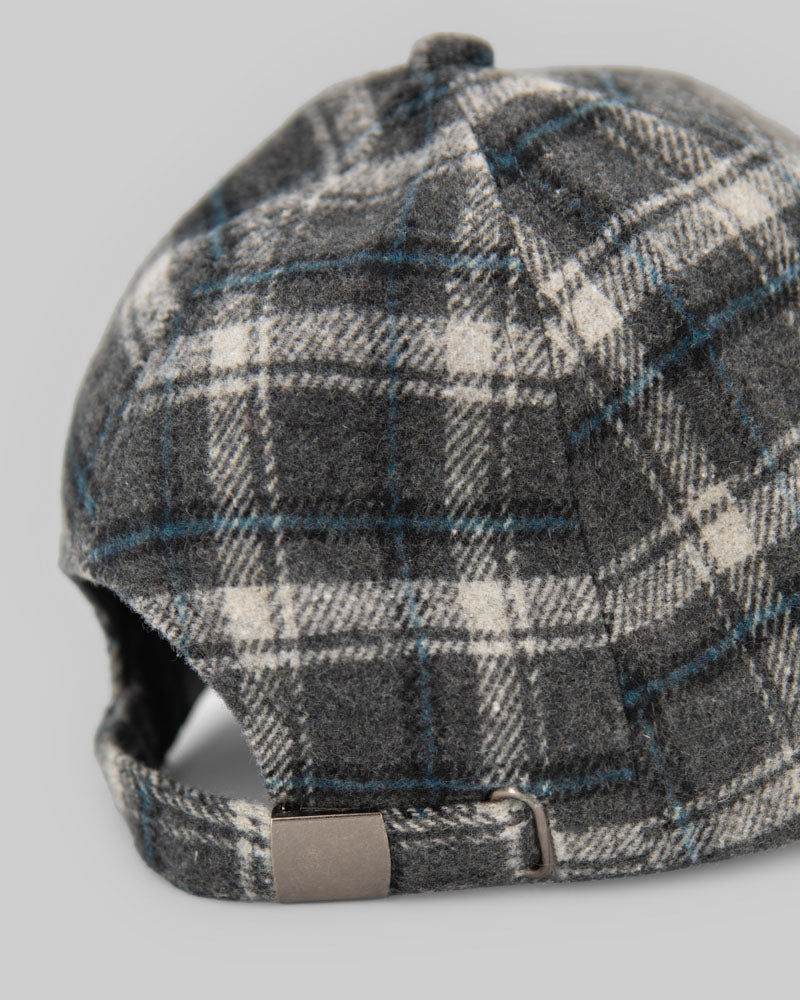 Grey and Teal Check Baseball Cap
