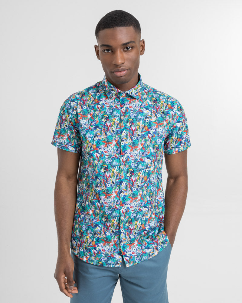 Limited Edition Birds Of Paradise Print Short Sleeve Shirt