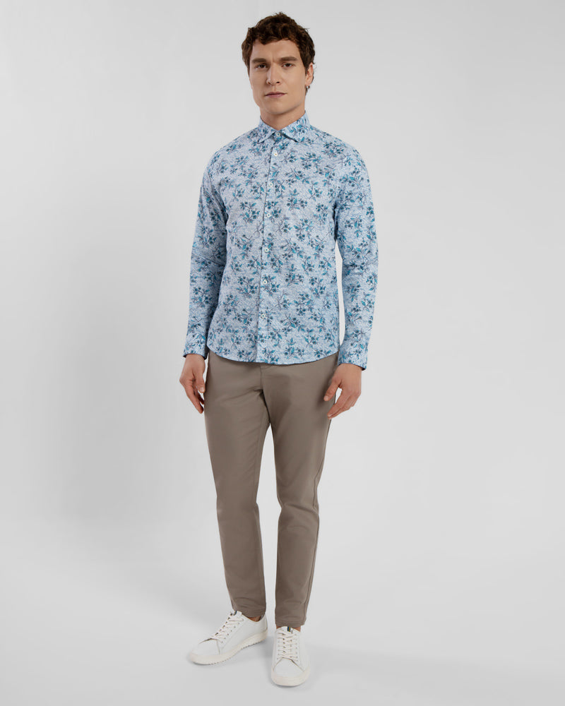 Floral Print Long Sleeve Stretch Shirt