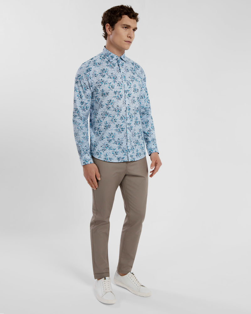 Floral Print Long Sleeve Stretch Shirt