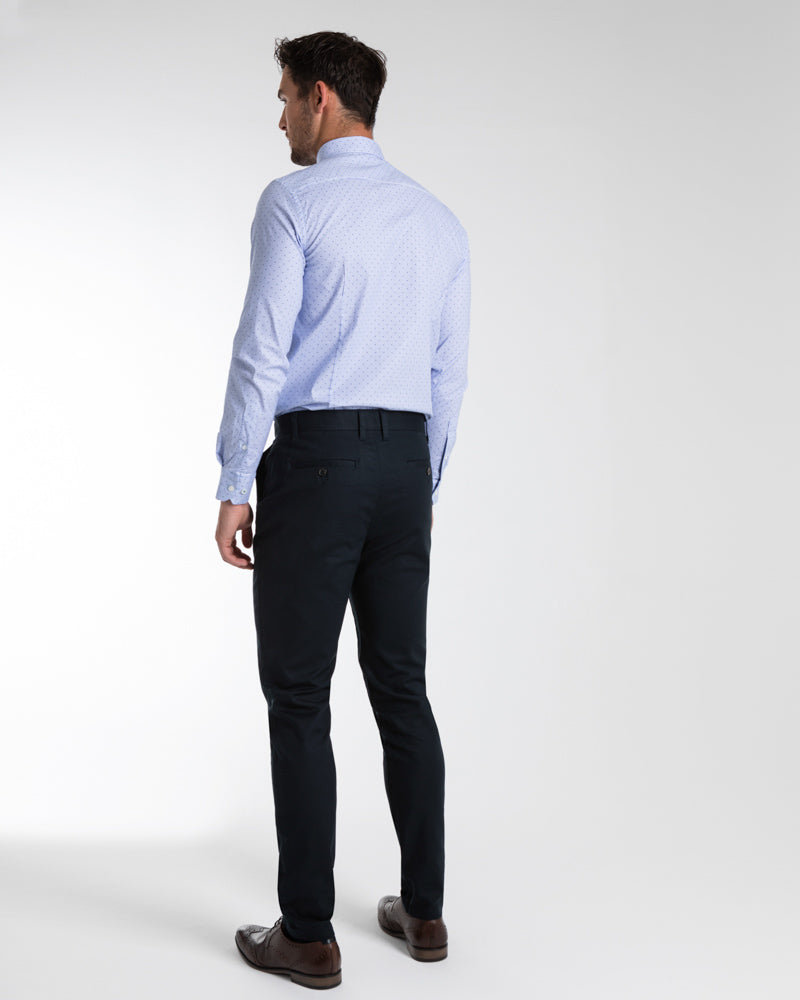 Stripe & Dot Print Long Sleeve Stretch Shirt