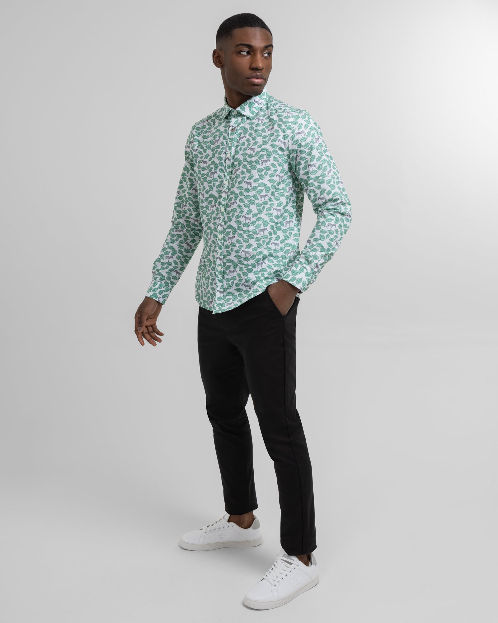 Limited Edition Zebra & Leaf Print Long Sleeve Shirt