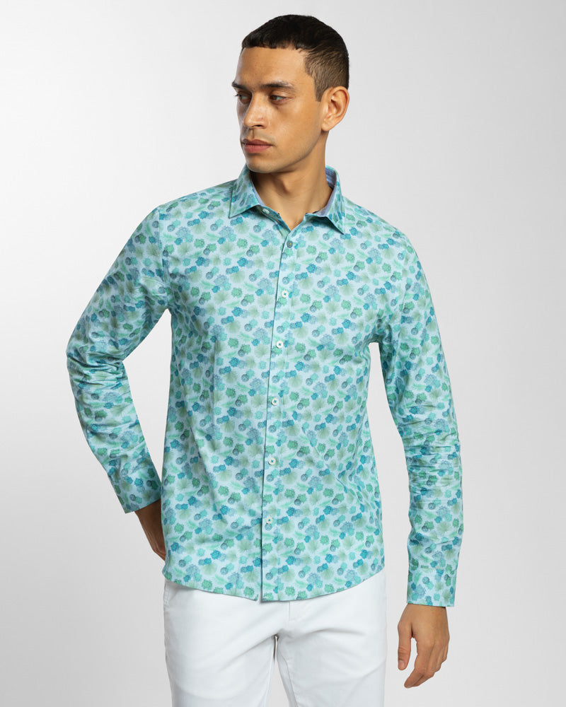 Limited Edition Floral & Fern Leaf Print Long Sleeve Shirt