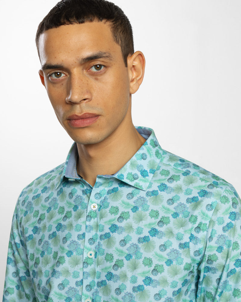 Limited Edition Floral & Fern Leaf Print Long Sleeve Shirt