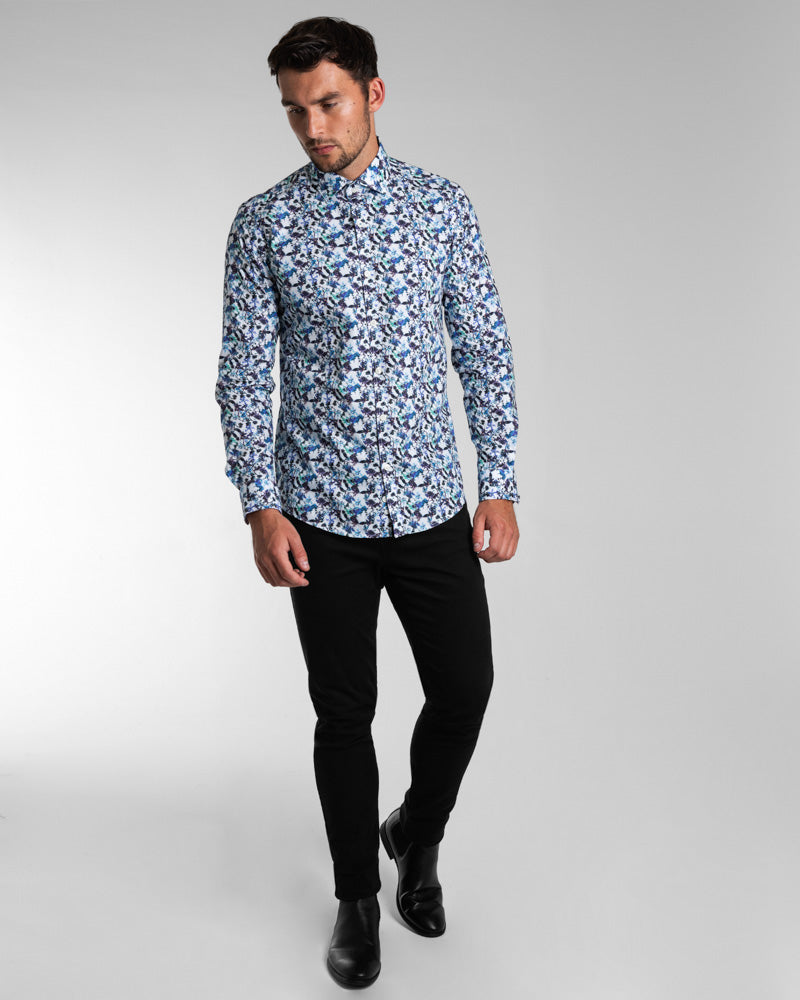Limited Edition Blue Floral Print Long Sleeve Shirt
