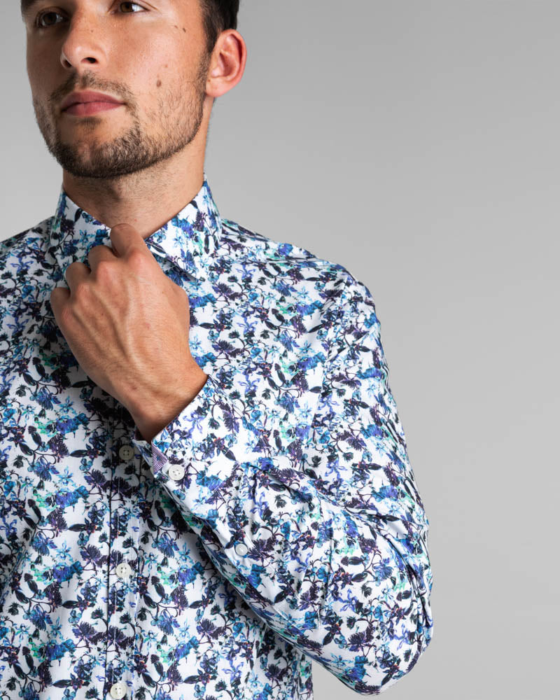 Limited Edition Blue Floral Print Long Sleeve Shirt