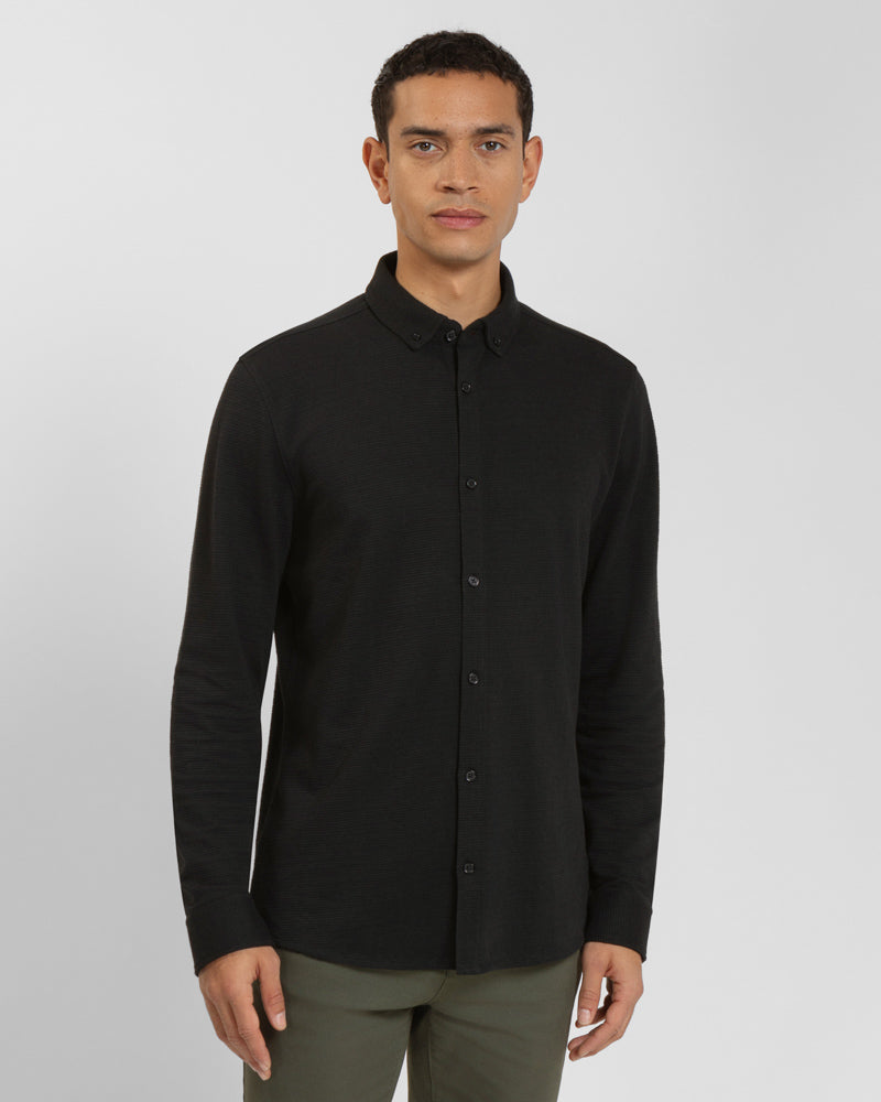 Textured Long Sleeve Jersey Shirt