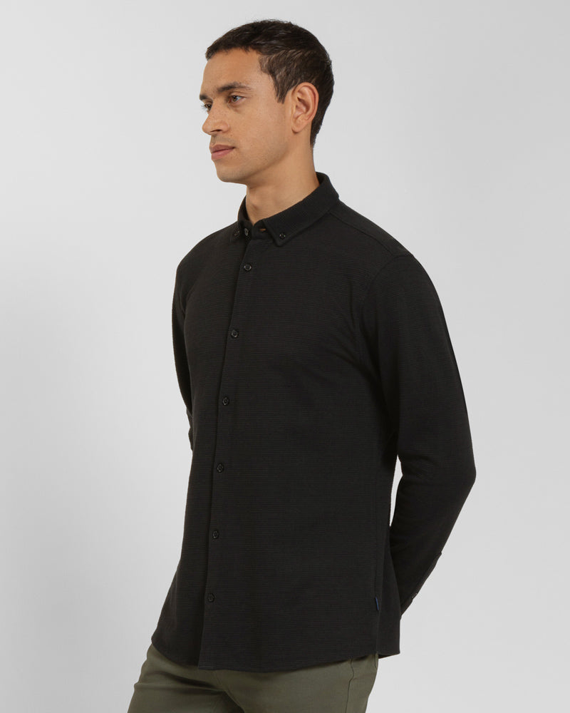 Textured Long Sleeve Jersey Shirt