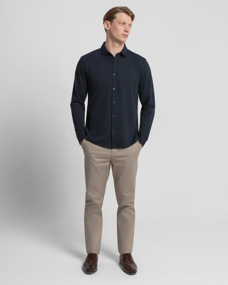 Textured Long Sleeve Jersey Shirt