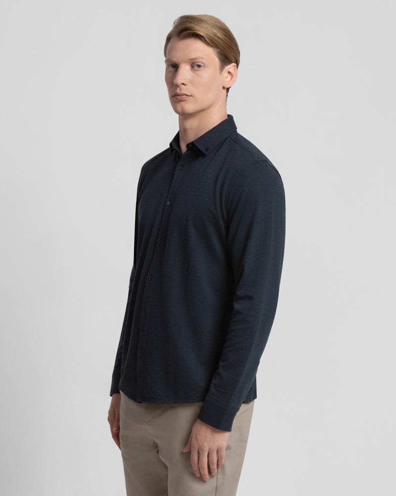 Textured Long Sleeve Jersey Shirt