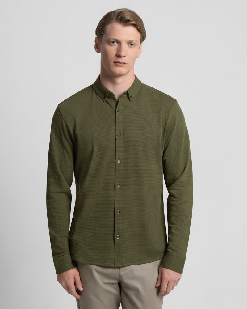 Textured Long Sleeve Jersey Shirt