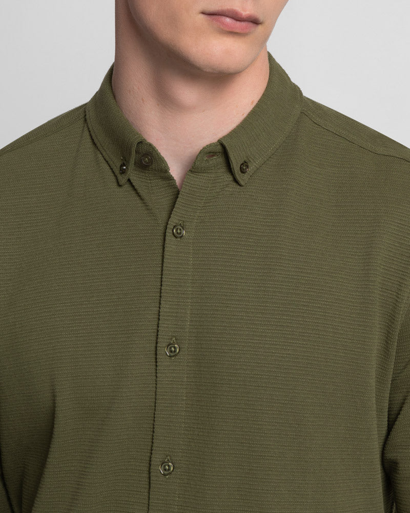 Textured Long Sleeve Jersey Shirt