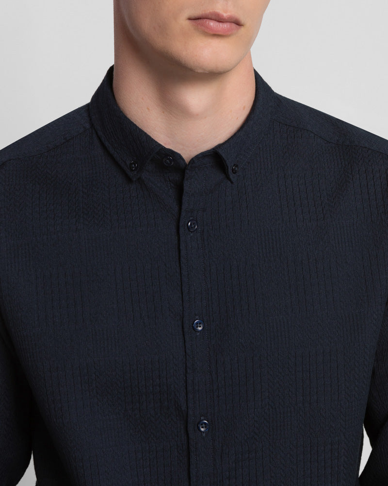 Multi-Texture Long Sleeve Shirt