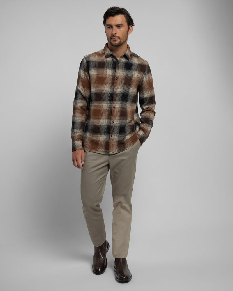 Audlem - Shadow Check Brushed Cotton Long Sleeve Shirt