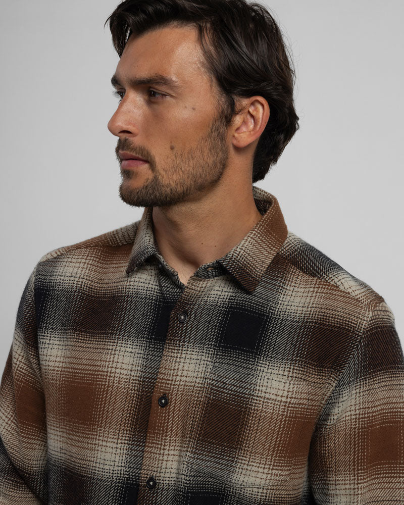 Steel & Jelly Men’s Audlem Shadow Check Brushed Cotton Long Sleeve Shirt