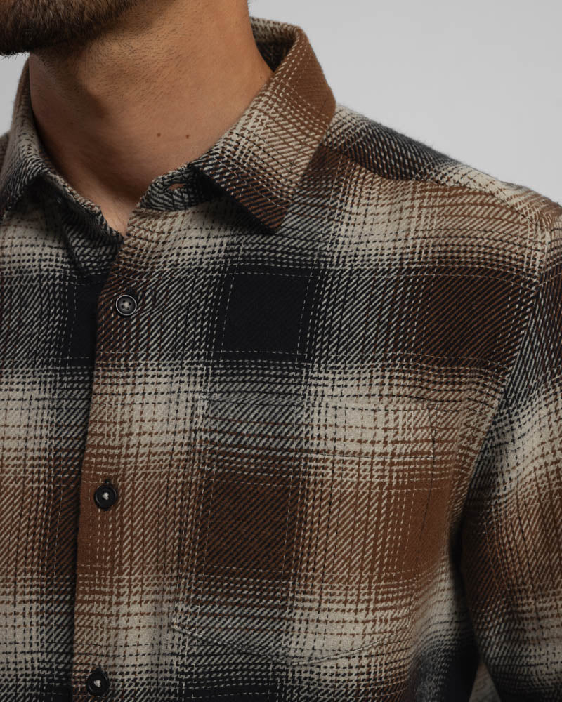 Audlem - Shadow Check Brushed Cotton Long Sleeve Shirt