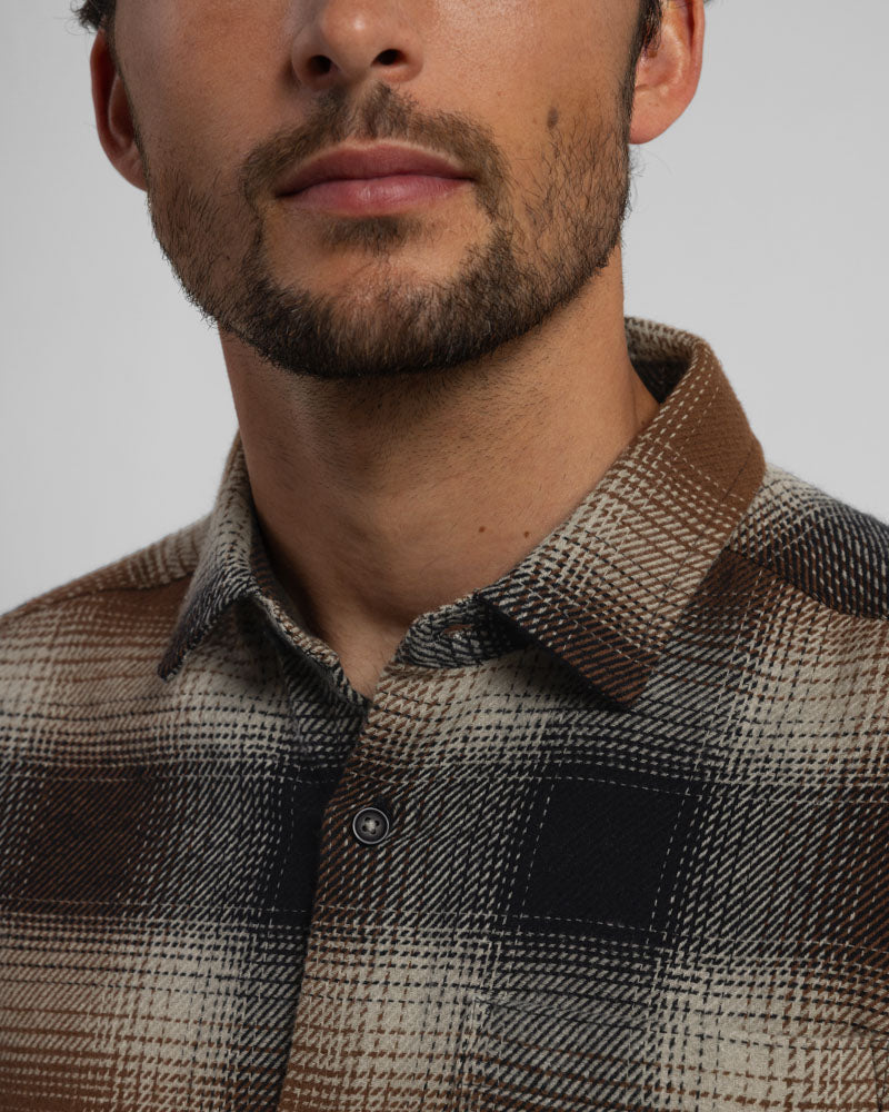 Audlem - Shadow Check Brushed Cotton Long Sleeve Shirt