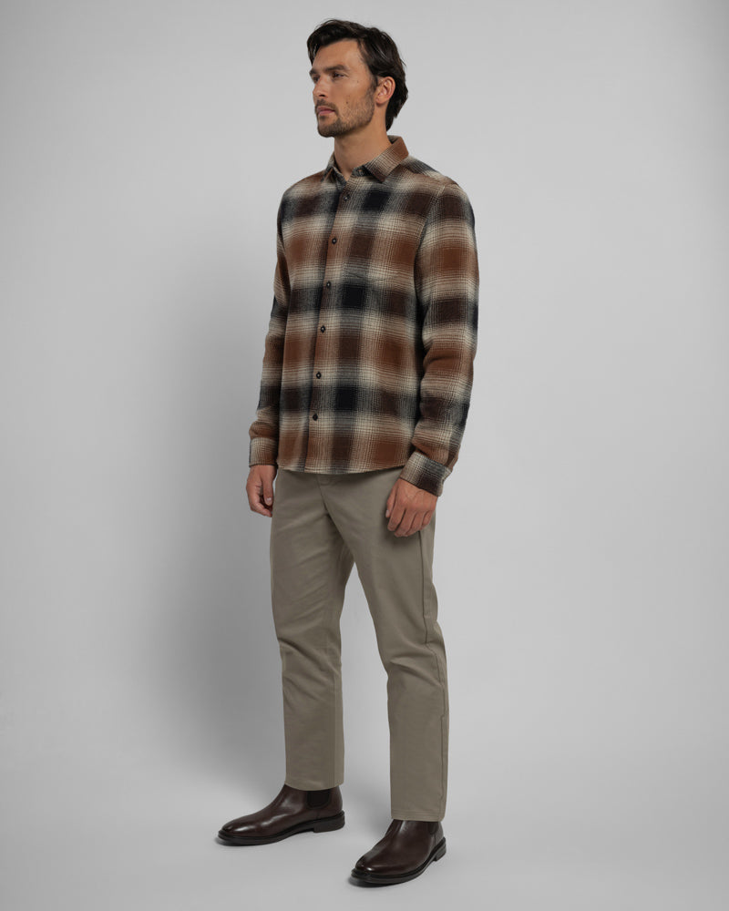 Audlem - Shadow Check Brushed Cotton Long Sleeve Shirt