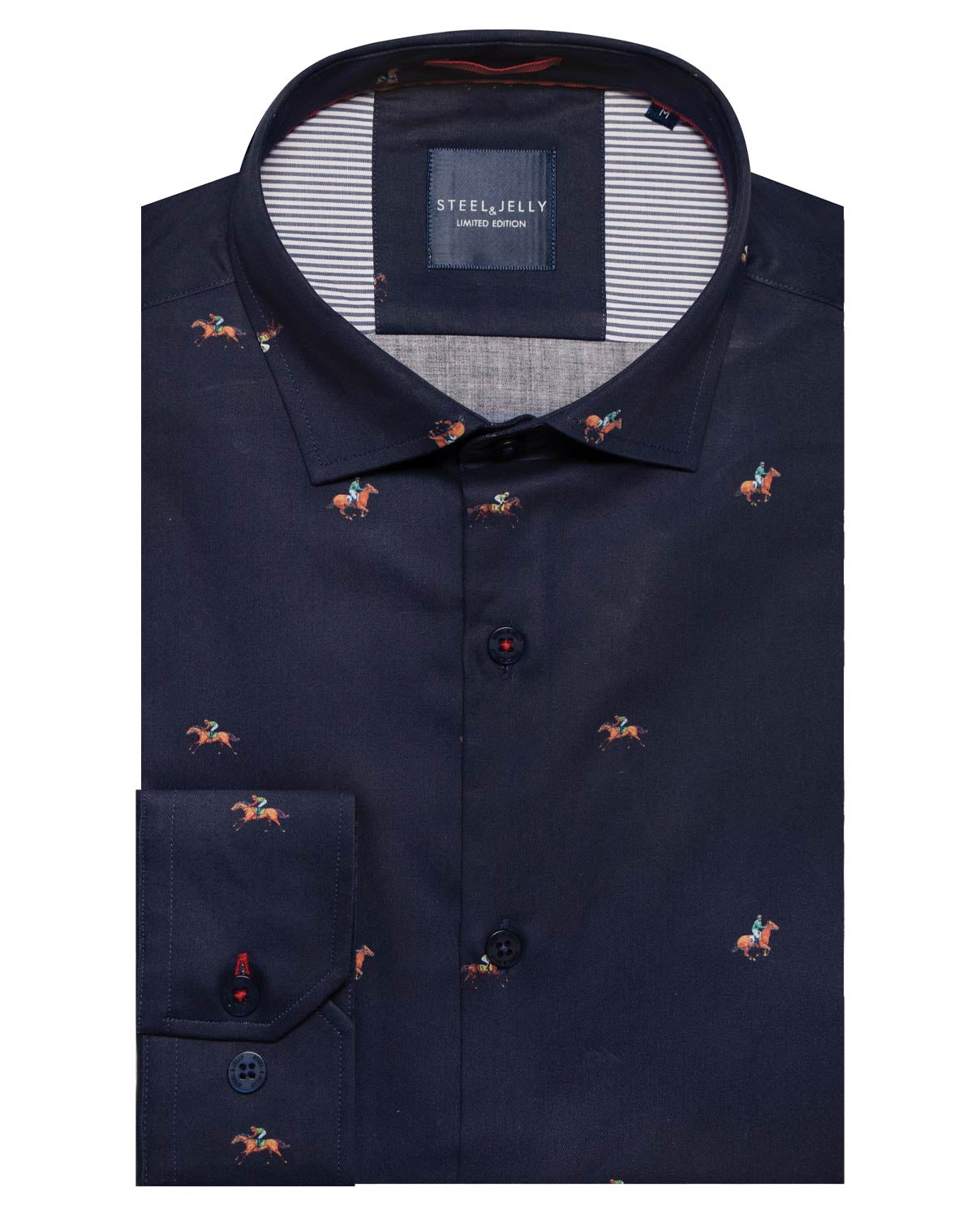 Limited Edition Retro Jockey & Racehorse Print Long Sleeve Shirt