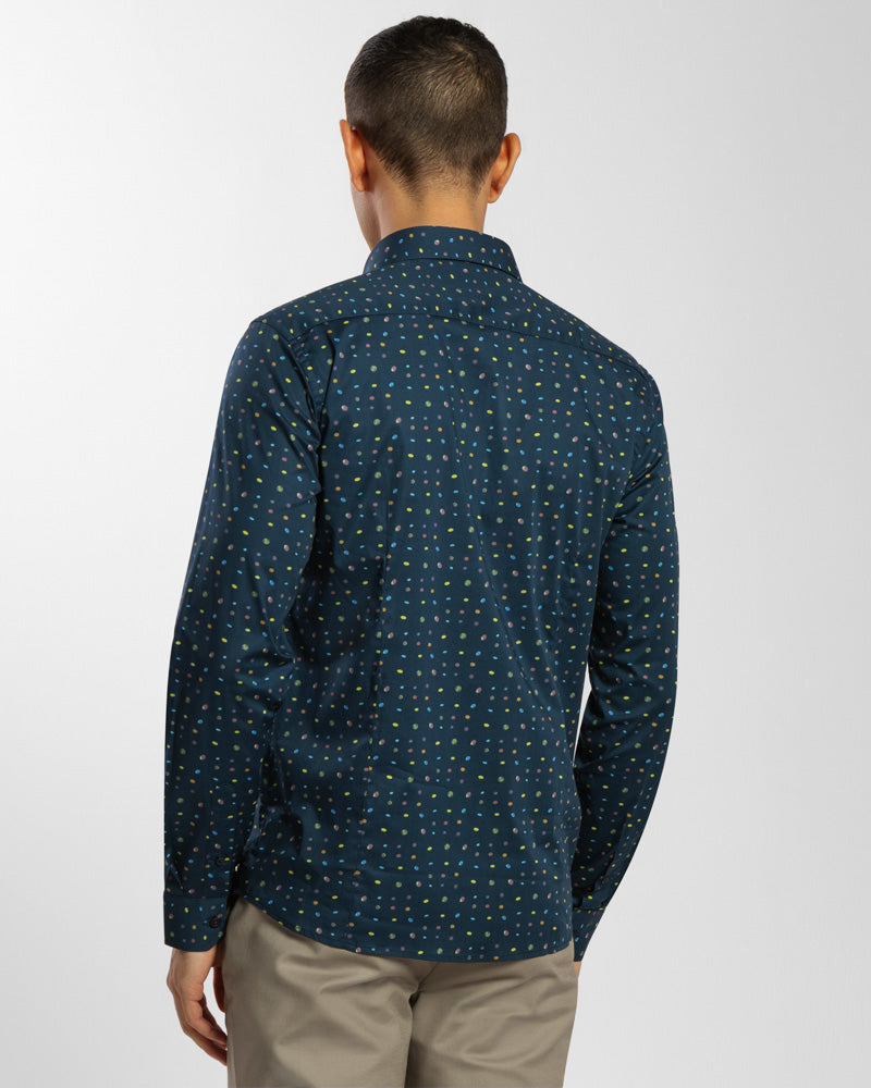 Limited Edition Abstract Spot Print Stretch Shirt