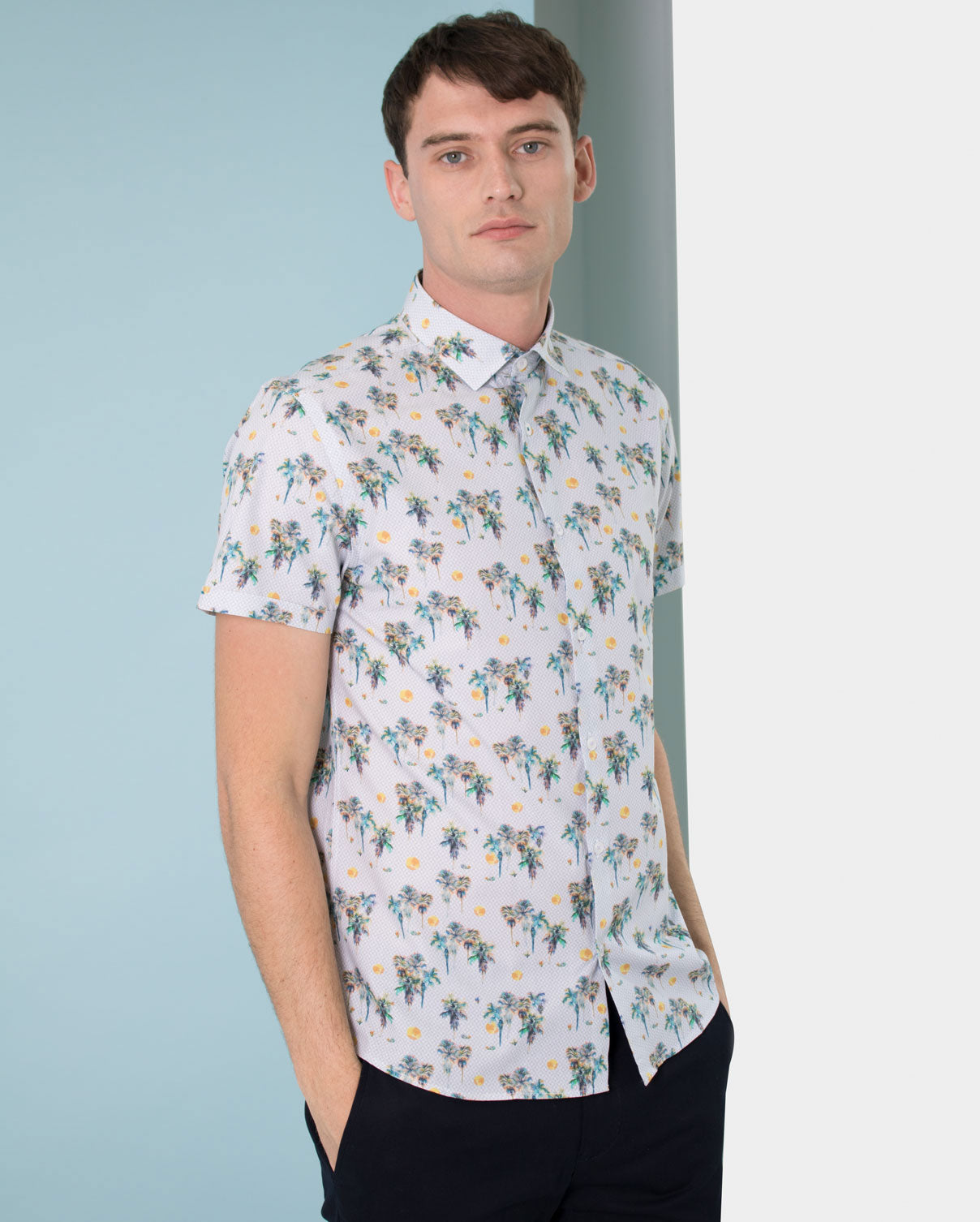 Limited Edition Sun & Palm Tree Print Short Sleeve Shirt