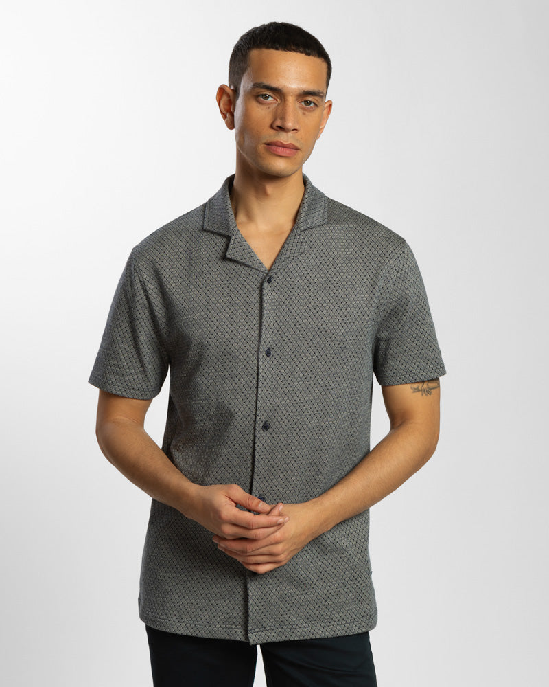 Diamond & Dot Jacquard Short Sleeve Shirt
