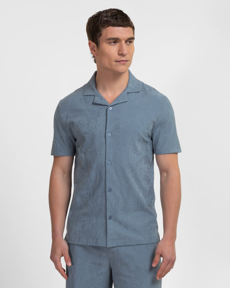 Kenton - Paisley Texture Jersey Short Sleeve Shirt