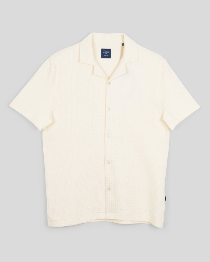 Leyton - Check Texture Jersey Short Sleeve Shirt & Short Set Ecru