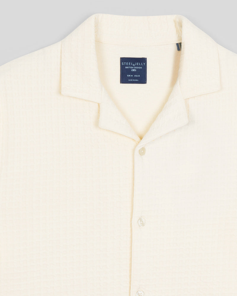 Leyton - Check Texture Jersey Short Sleeve Shirt & Short Set Ecru