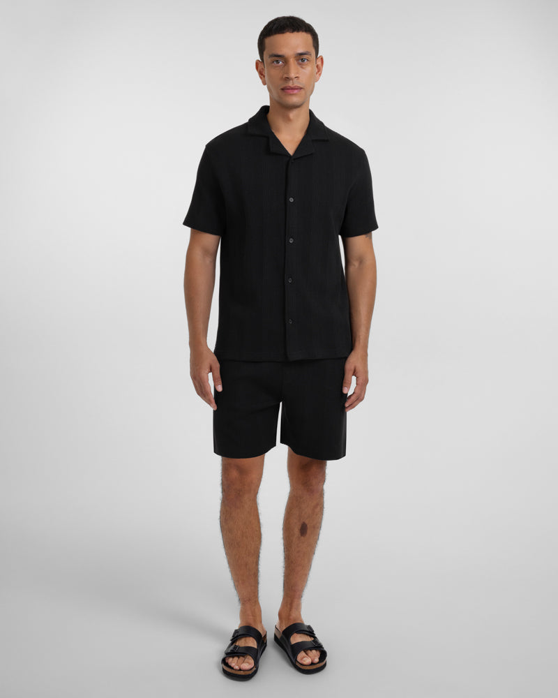 Charlton - Stripe Jacquard Waffle Short Sleeve Shirt