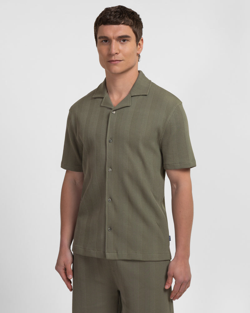 Charlton - Stripe Jacquard Waffle Short Sleeve Shirt