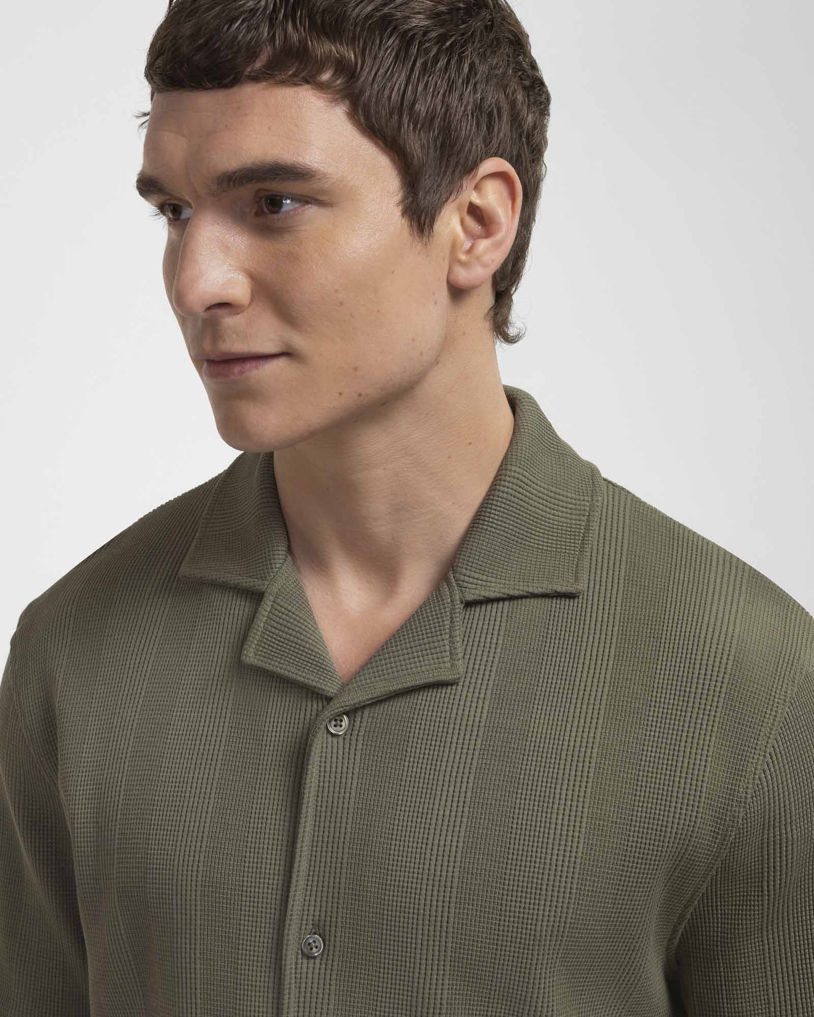 Charlton - Stripe Jacquard Waffle Short Sleeve Shirt