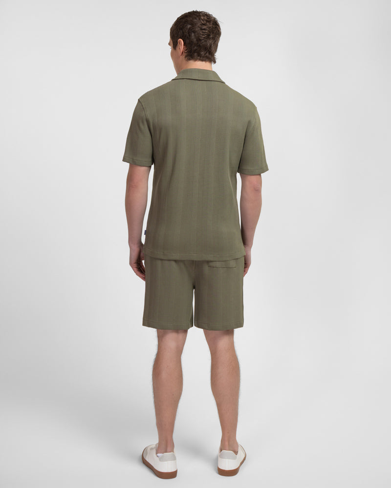 Charlton – Stripe Jacquard Short Sleeve Shirt & Short Set Sage