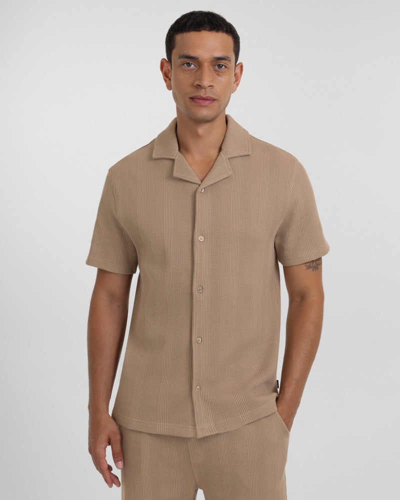 Charlton - Stripe Jacquard Waffle Short Sleeve Shirt