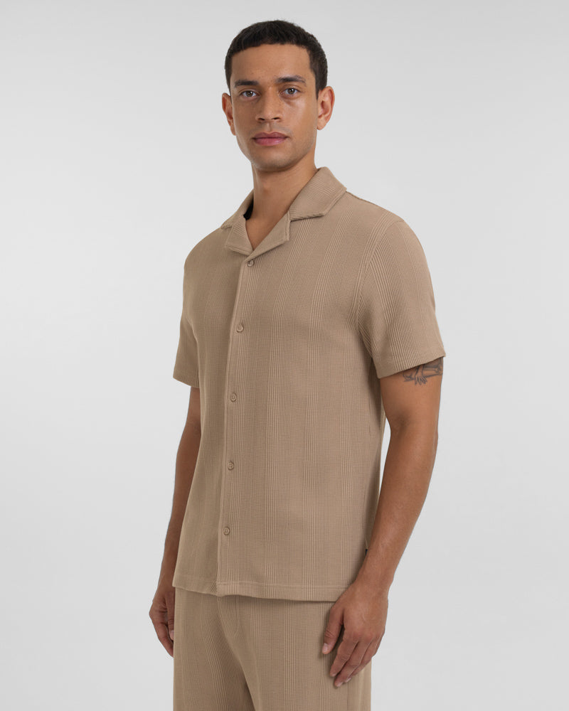 Charlton - Stripe Jacquard Waffle Short Sleeve Shirt