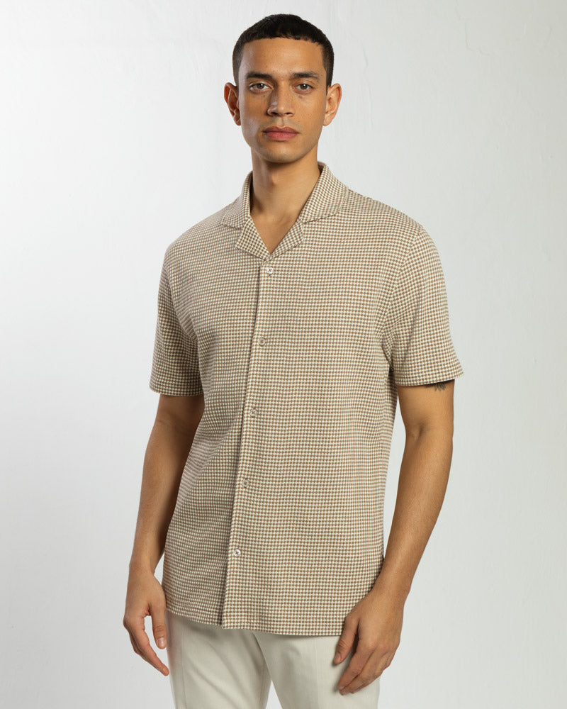 Dotted Jacquard Short Sleeve Shirt