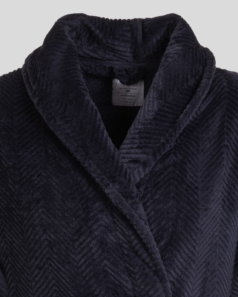 Kensal - Herringbone Texture Supersoft Fleece Dressing Gown