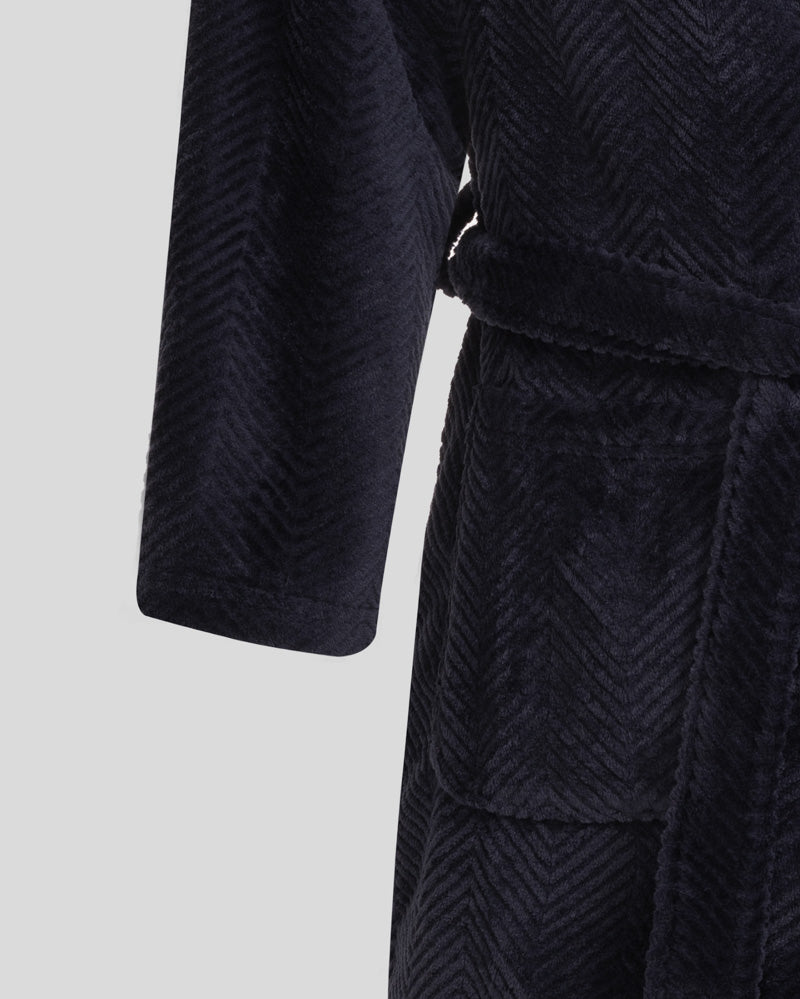 Kensal - Herringbone Texture Supersoft Fleece Dressing Gown