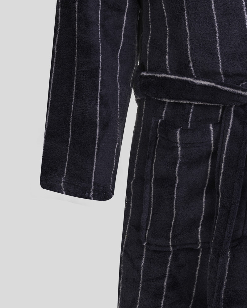 Portland - Striped Supersoft Fleece Dressing Gown