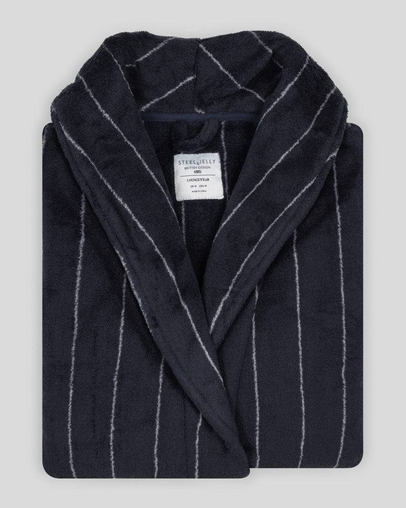 Portland - Striped Supersoft Fleece Dressing Gown