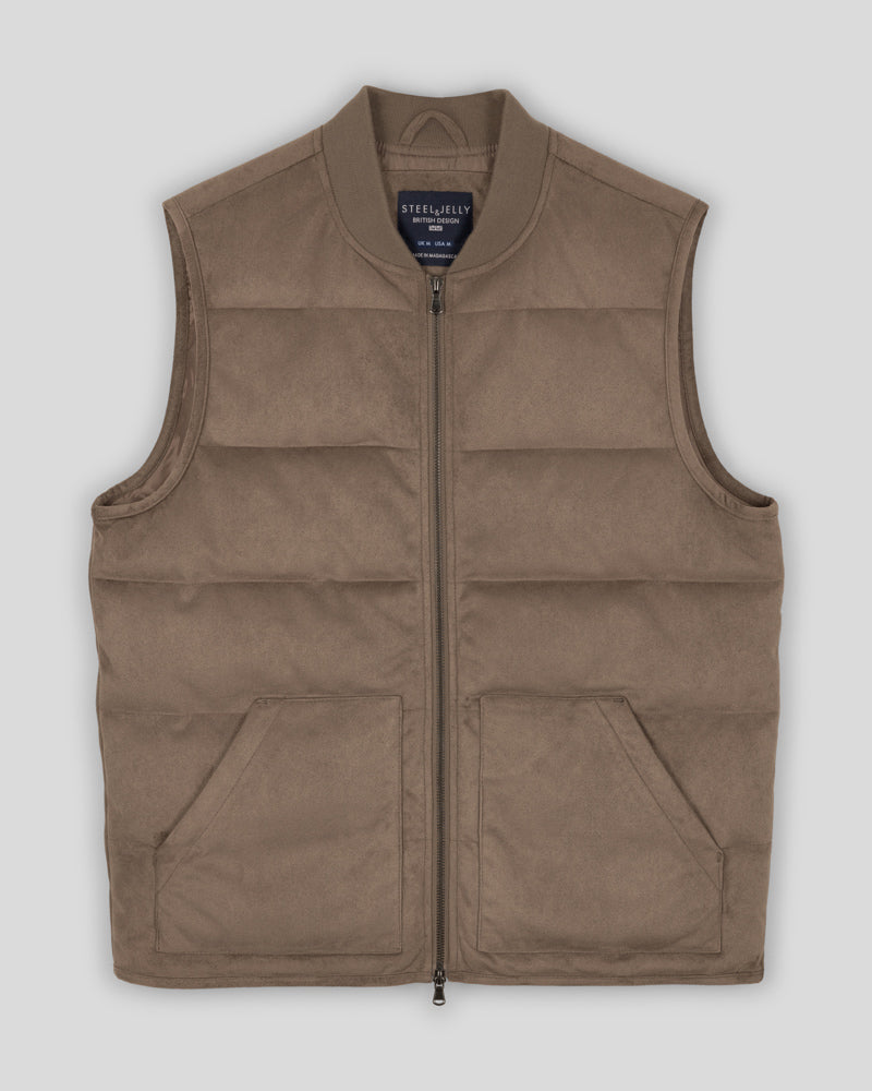 Gidea - Suede Look Puffer Gilet