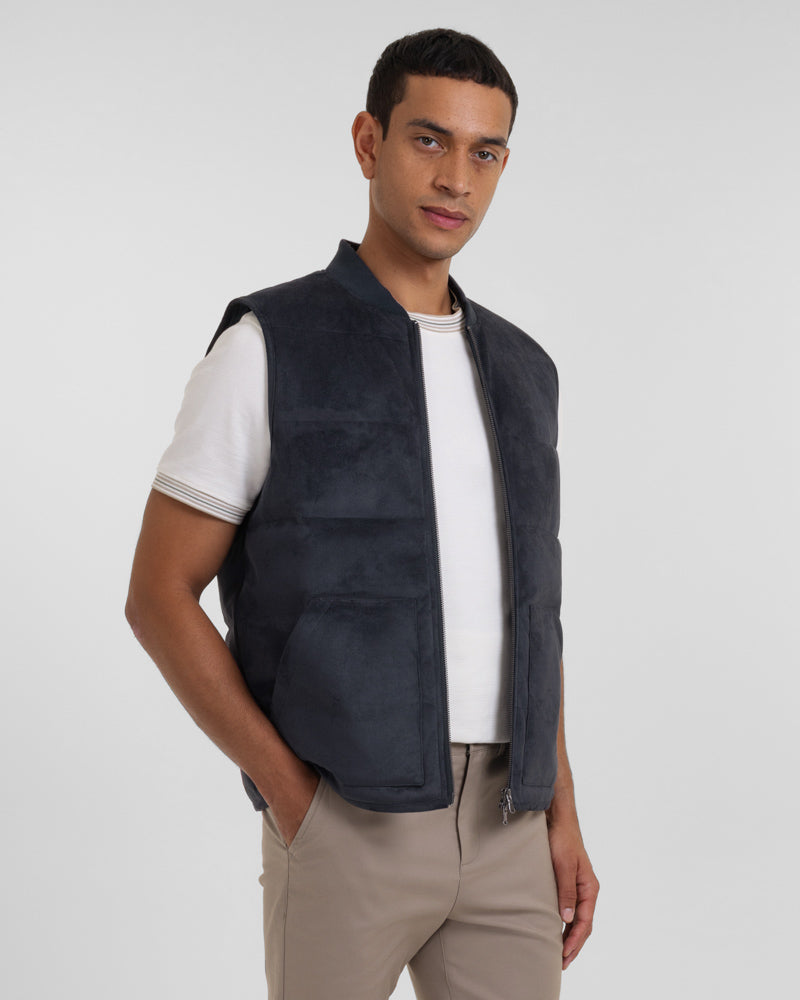 Gidea - Suede Look Puffer Gilet