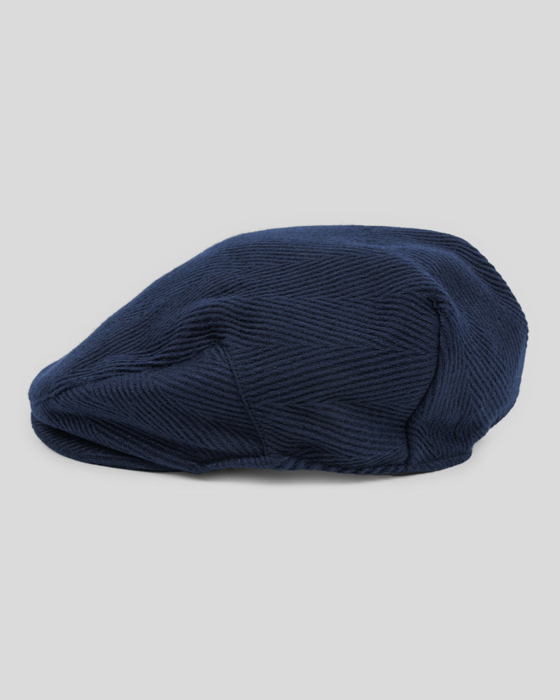 Steel & Jelly Men’s Navy Herringbone Textured Flat Cap