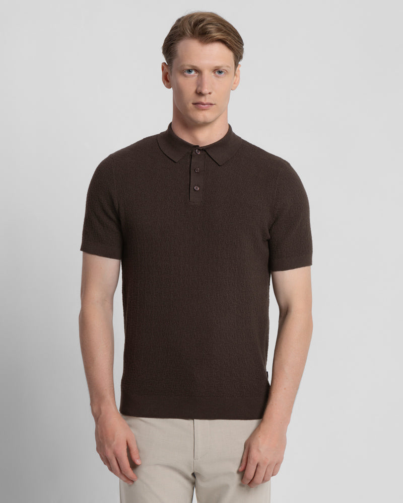 Boucle Textured Short Sleeve Polo Shirt