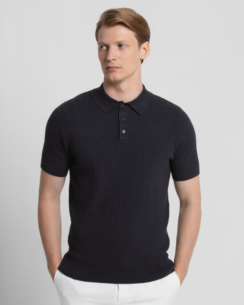Boucle Textured Short Sleeve Polo Shirt
