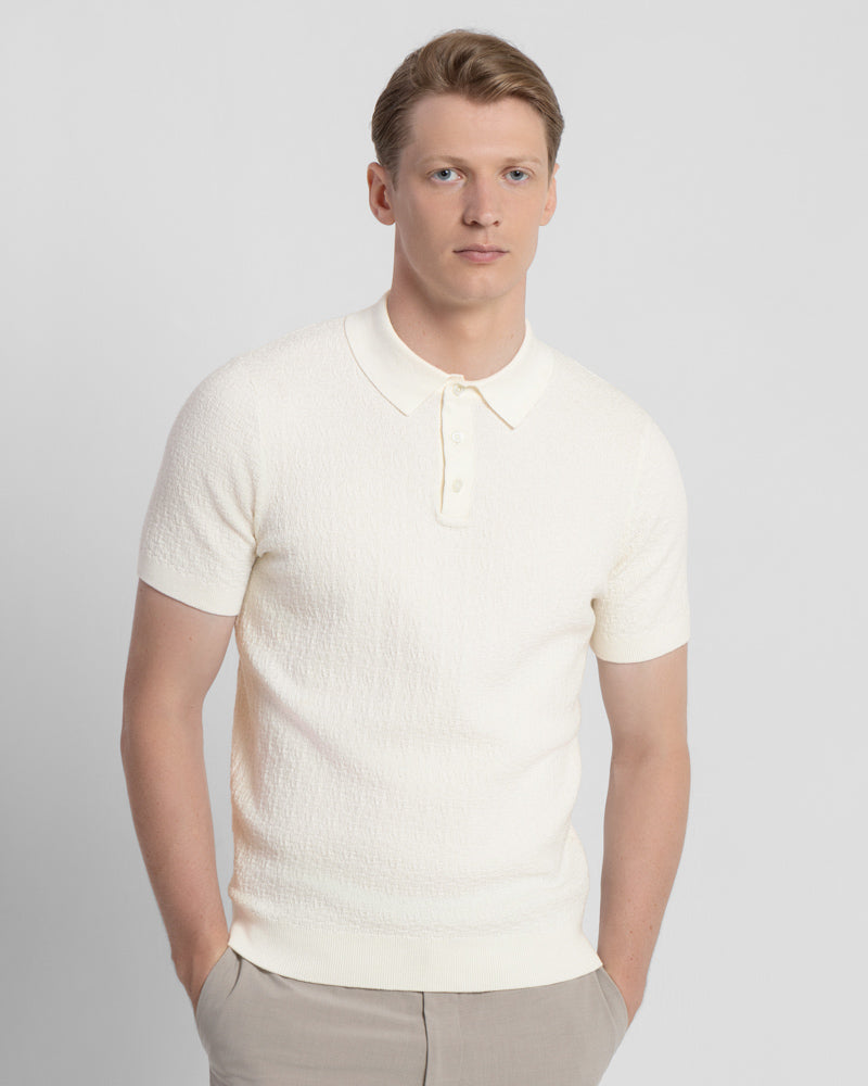 Boucle Textured Short Sleeve Polo Shirt